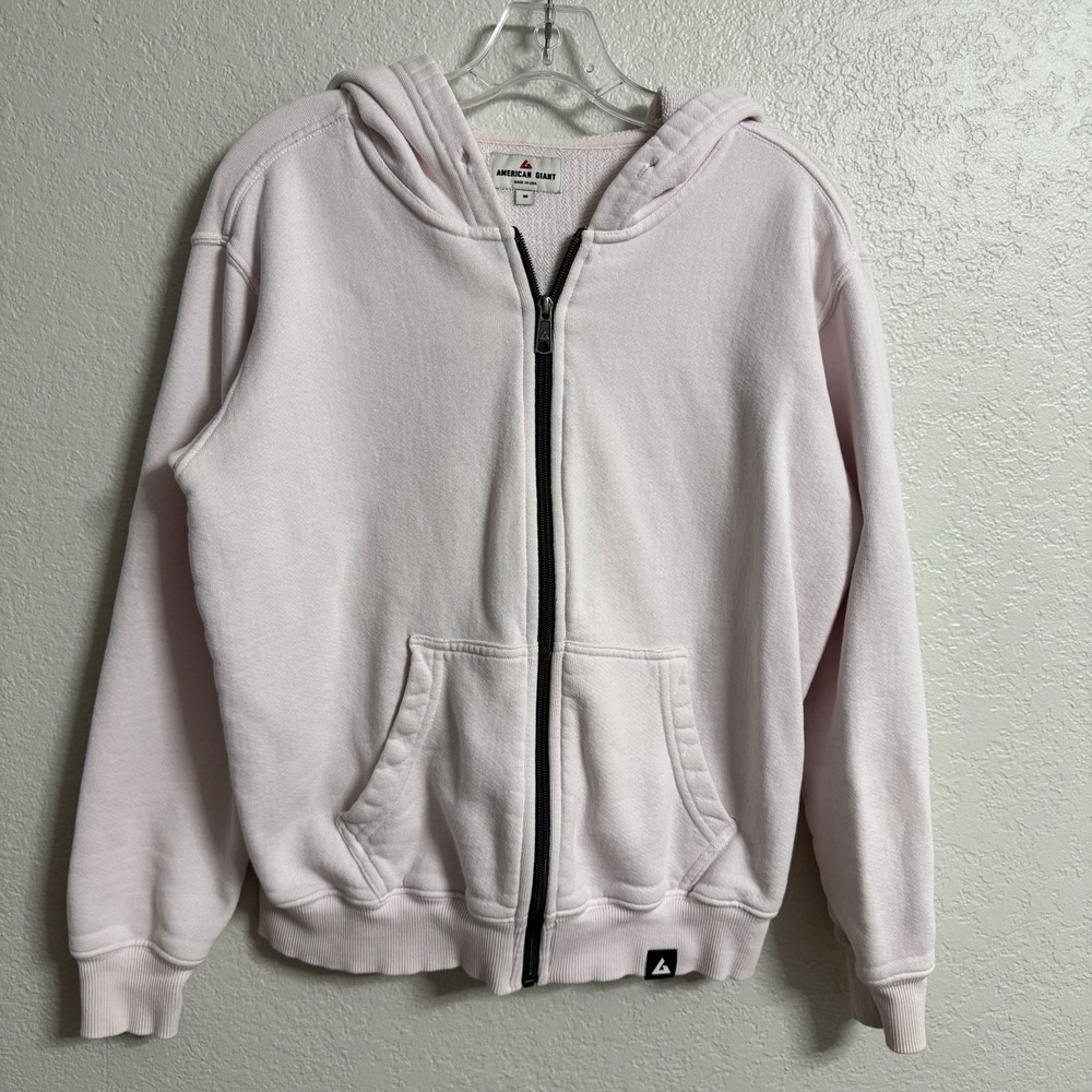 American Giant Hoodie Womens Medium‎ Pink Full Zip Sweatshirt Hood Casual USA